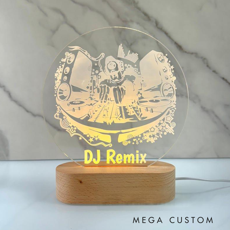 Personalized LED Lamp for Music Room, Unique Custom DJ Night Light and Club Decor DJ Gift Bedroom Lamp