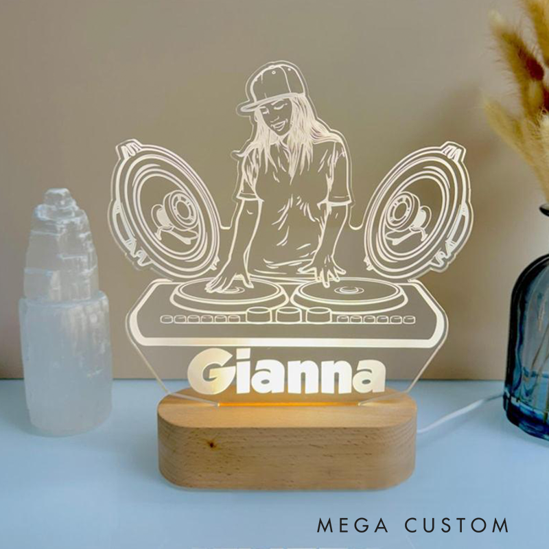 Personalized LED Lamp for Music Room and DJ Night Light Unique Custom Club Decor DJ Gift Bedroom Lamp