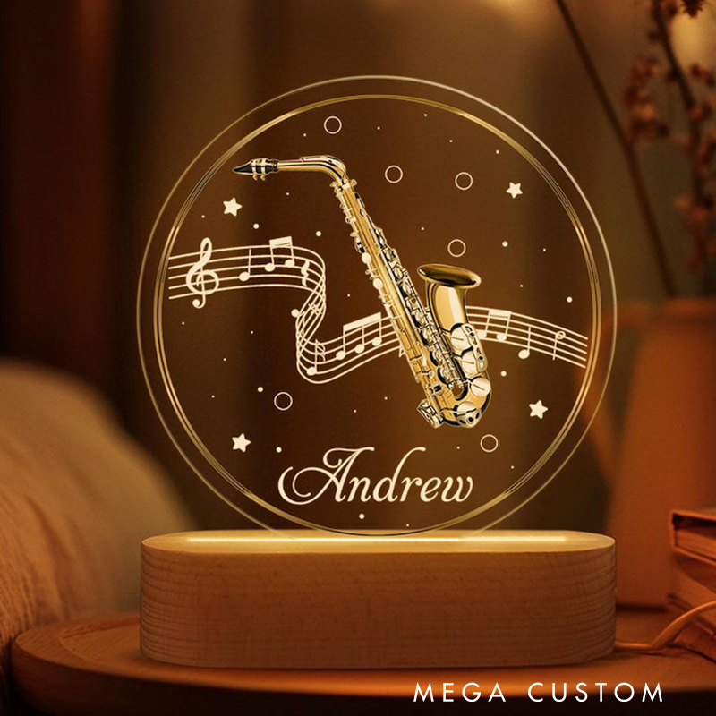 Personalize Saxophone LED Lamp Instrument Night Light Acrylic Saxophone Lamp Music Lover Gift Custom Saxophone Bedside Table