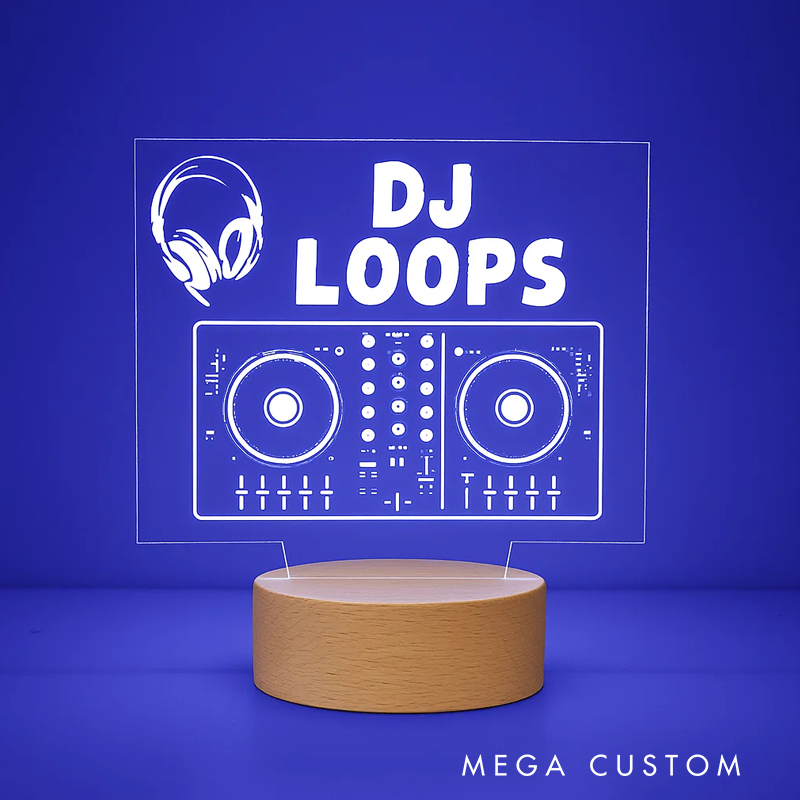 Personalized LED Lamp for Music Room and DJ Night Light Unique Acrylic Light Up DJ Mix Board Personalized Free Musician Gift