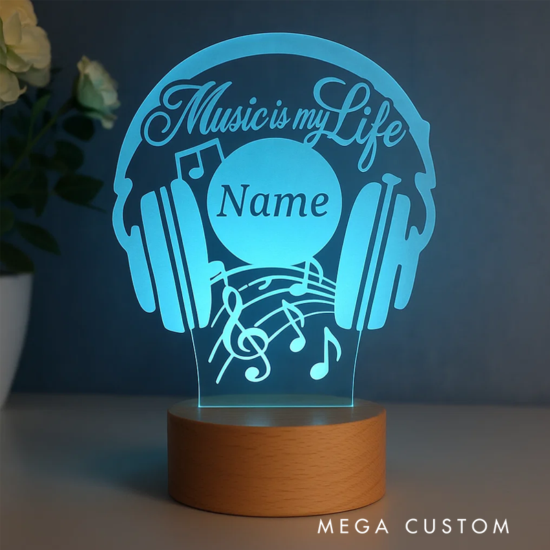 Personalized Music Deco LED Lamp Gift Idea for Music Lover Decor for Living Room Bedroom and Kids Room as Table Lamp and Night Light