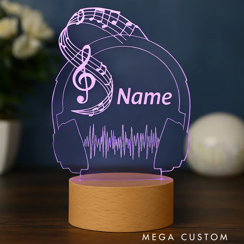 Personalized Music Deco LED Lamp Gift Idea for Music Lover Decor for Living Room Bedroom and Kids Room as Table Lamp and Night Light