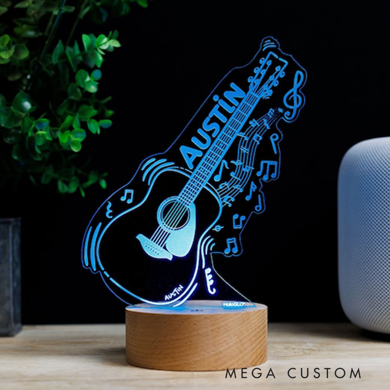 Personalized Acoustic Guitar LED Decor Light Custom Instrument Lamp