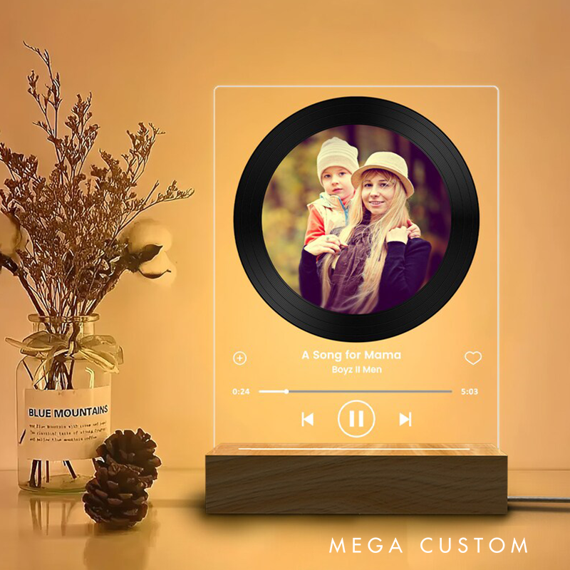Personalized Music Photo Name Night Light Custom Photo Music Plaque Personalized Song Acrylic Plaque Bedroom Decor