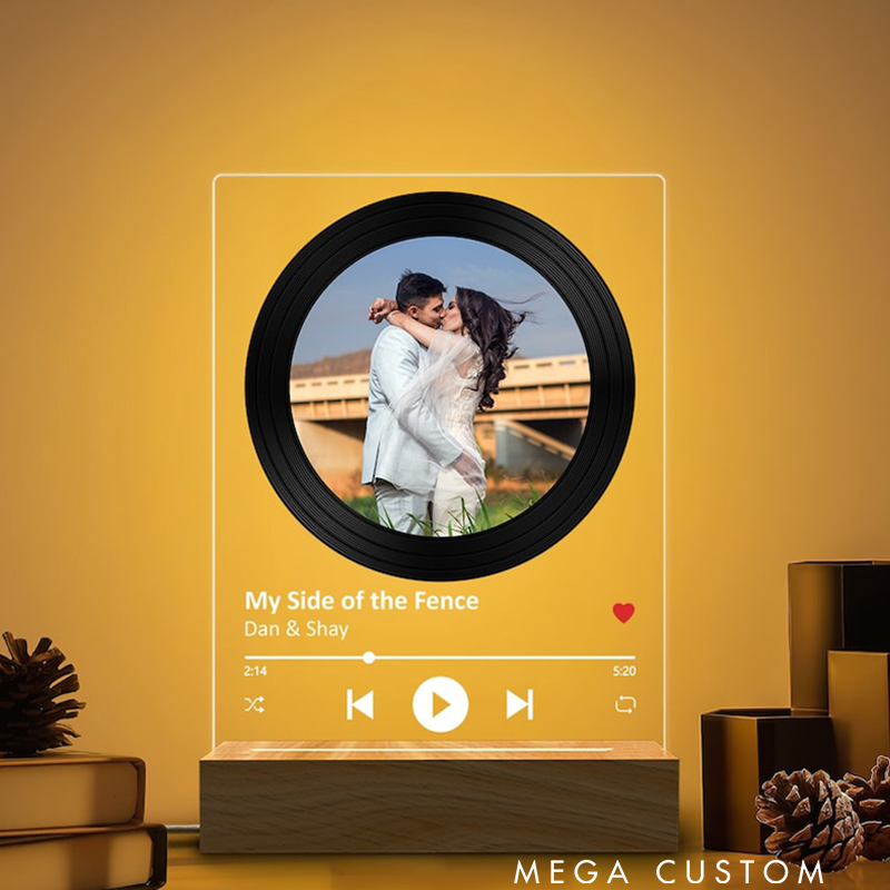 Personalized Music LED Night Light Photo Night Light Music Photo Plaque Engagement Gift