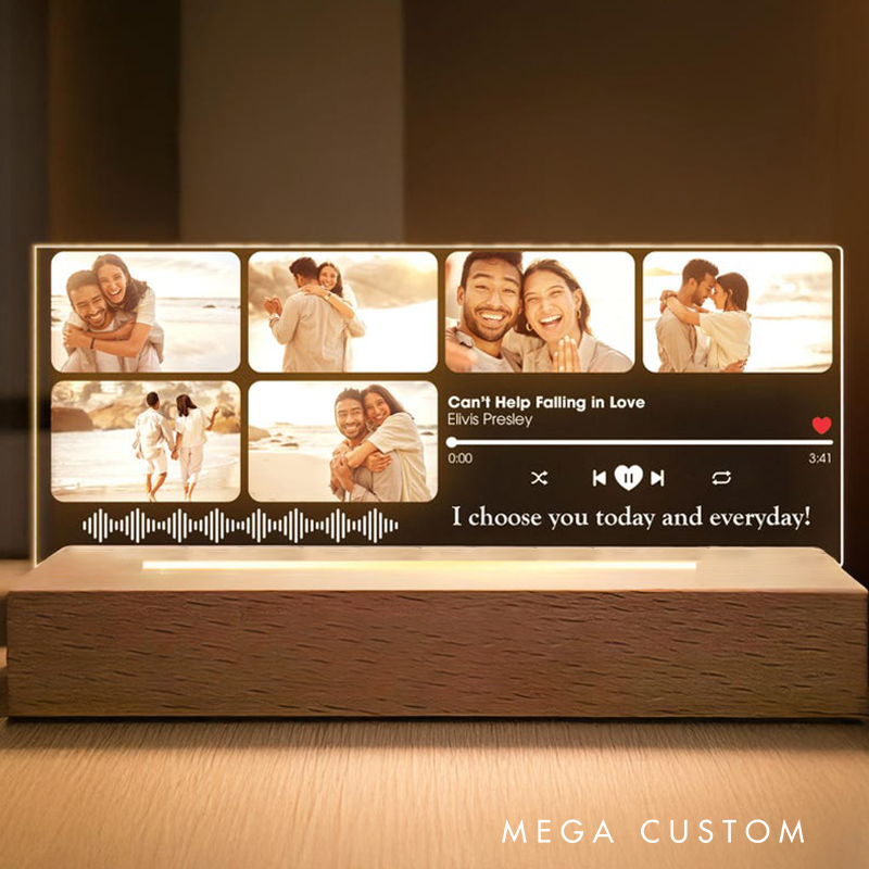 Personalized LED Night Light Gifts Custom Photo Night Light Music Plaque Personalized Song Acrylic Plaque Bedroom Decor