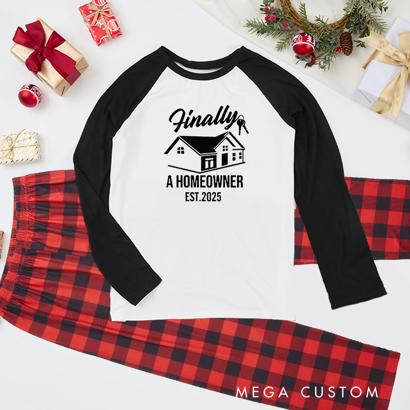 Personalized Adult Christmas Pajamas Finally a Homeowner Design Custom Year New Home Theme Family Xmas Gift Idea Christmas Pjs