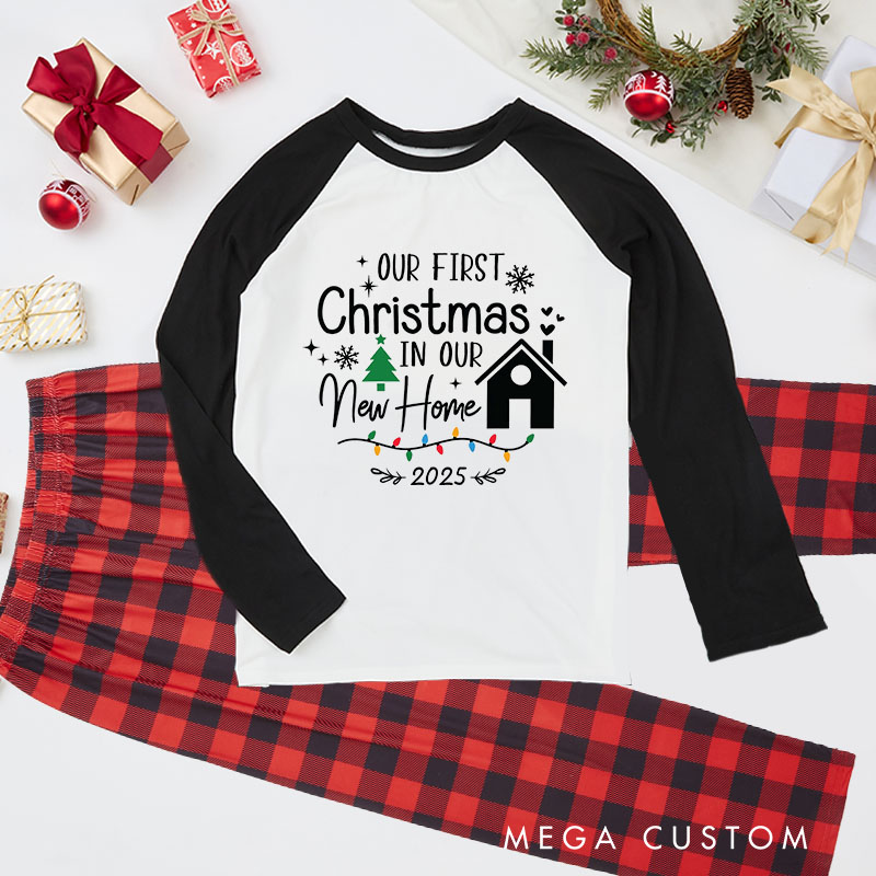 Personalized Adult Christmas Pajamas Our First Christmas in Our New Home Design Custom Year Festive Tree and Lights Theme Christmas Gifts