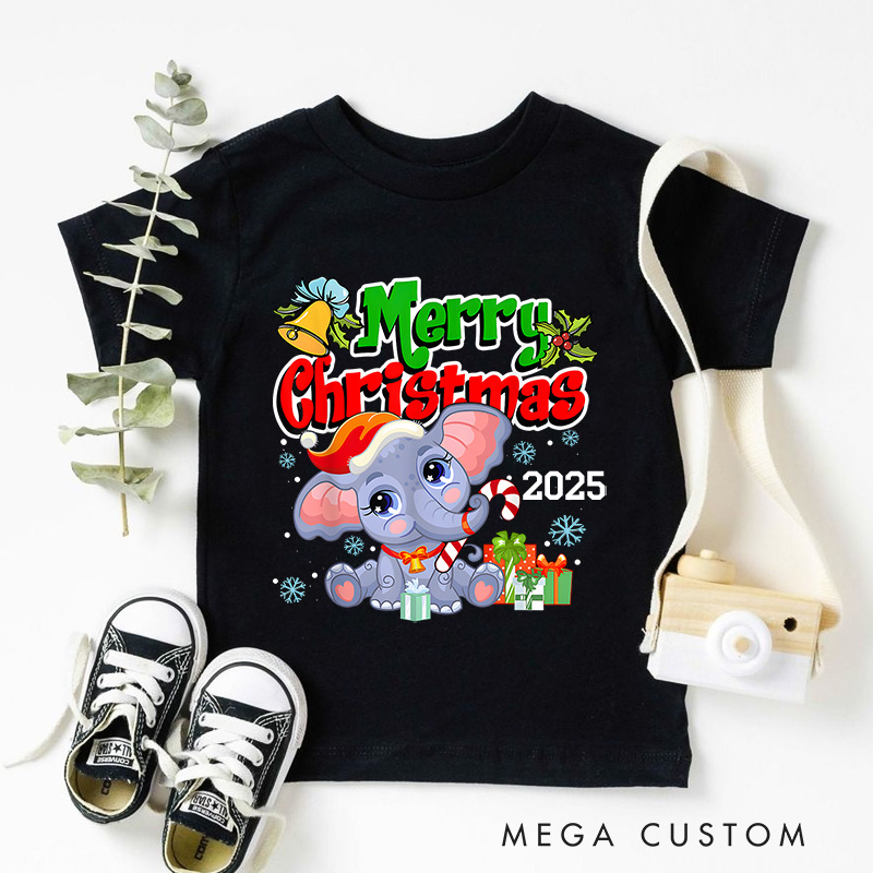 Personalized Festive Snowman with Colorful Christmas Gifts Christmas Kids T-Shirt