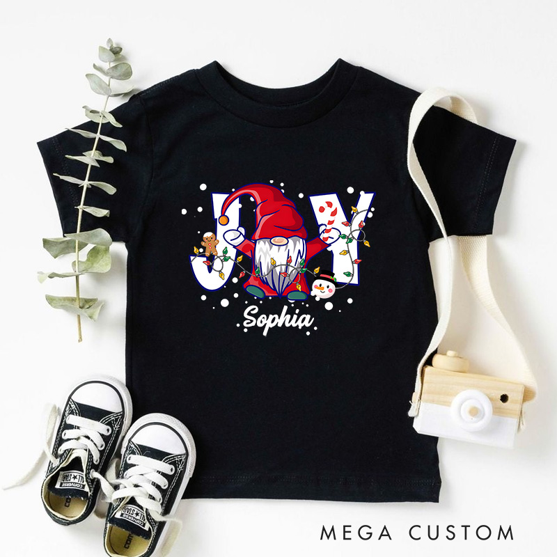Personalized Joy with Festive Patterns and Christmas Accents Christmas Kids T-Shirt