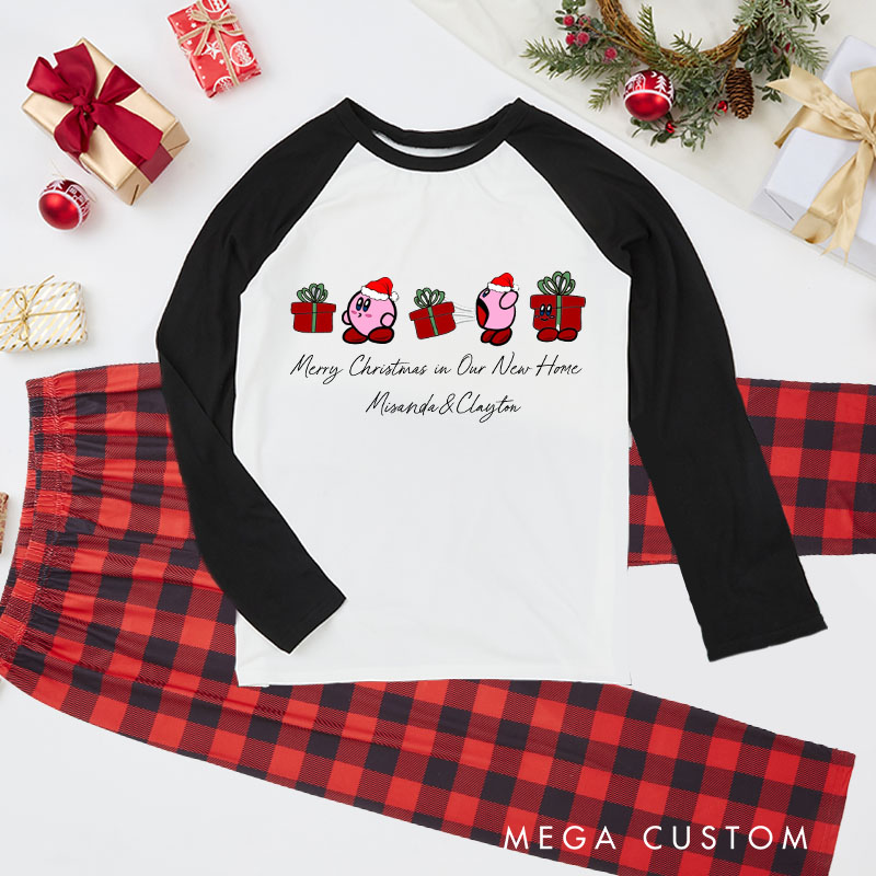 Personalized Christmas Pajamas Merry Christmas in Our New Home Design Custom Names Festive Gift and Cartoon Theme Christmas Pjs