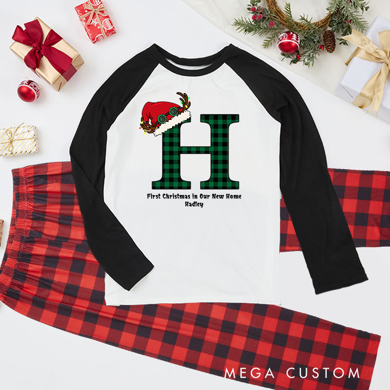 Personalized Family Christmas Name Pajamas Monogrammed Family Christmas Pajamas First Christmas in Our New Home Gifts
