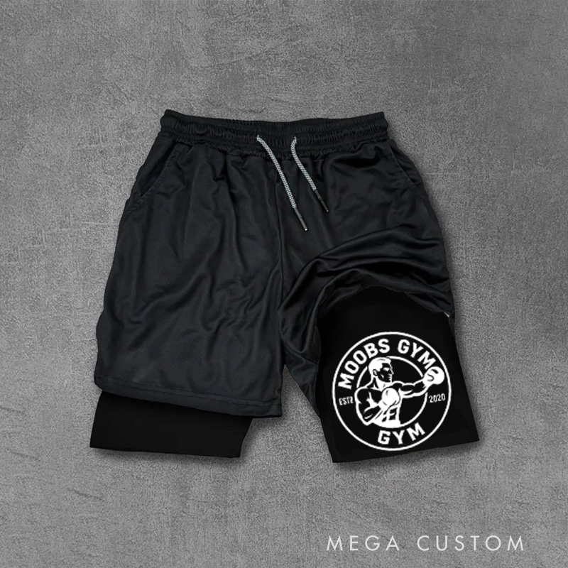 Personalized Performance Training Shorts with Circular Logo Design Built in Compression Layer for Fitness Enthusiasts Bodybuilders and Gym Lovers