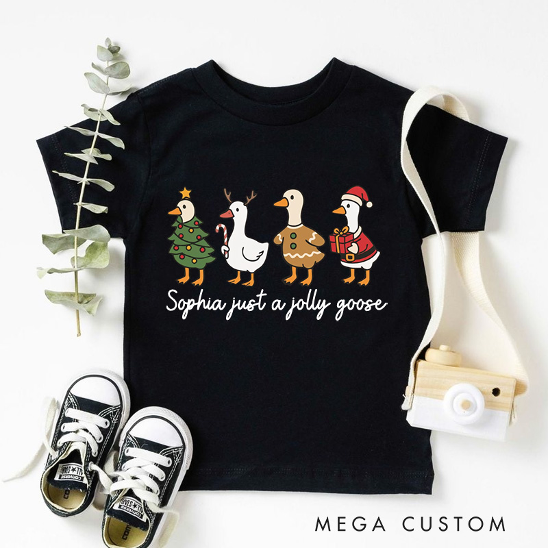 Personalized Just A Jolly Goose Kids T-Shirt Xmas Gifts