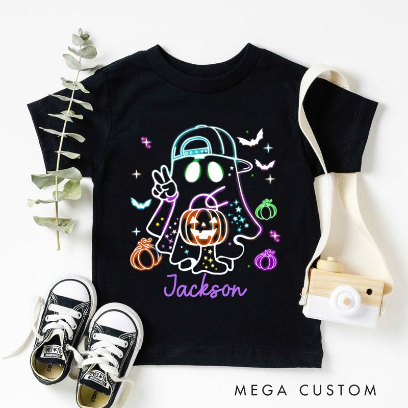 Personalized Kids Halloween Neon Shirt Halloween Toddler T-Shirt Halloween Gift