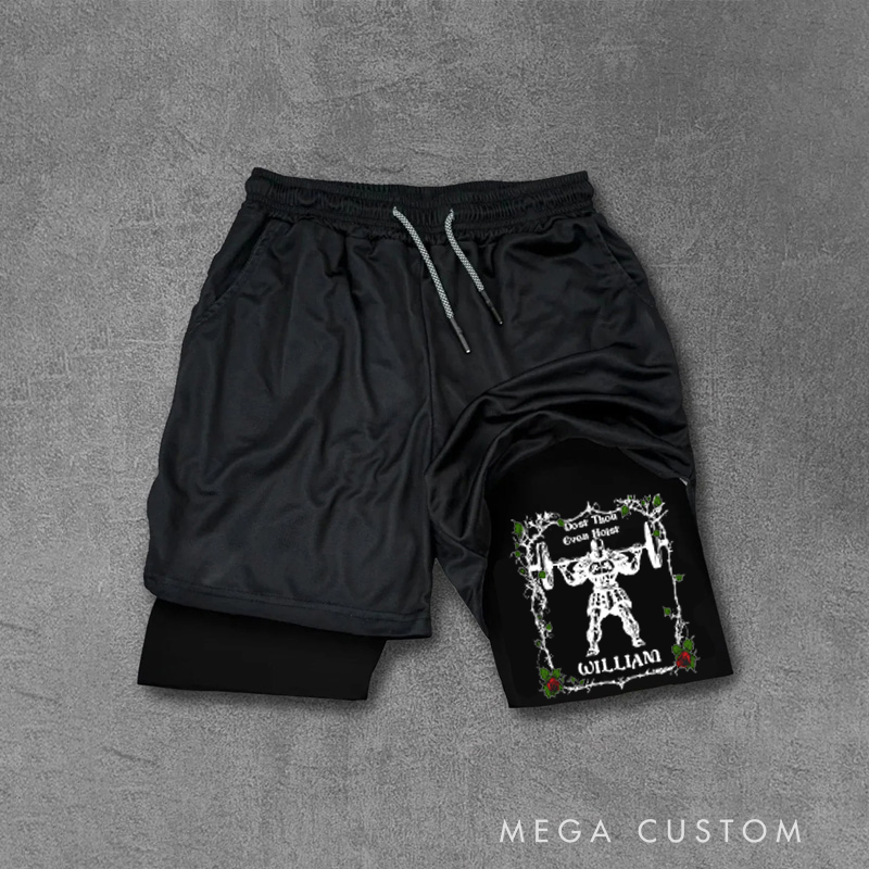 Personalized Performance Training Shorts with Dost Thou Even Hoist Gothic Built in Compression Layer for Fitness Enthusiasts Bodybuilders and Gym Lovers