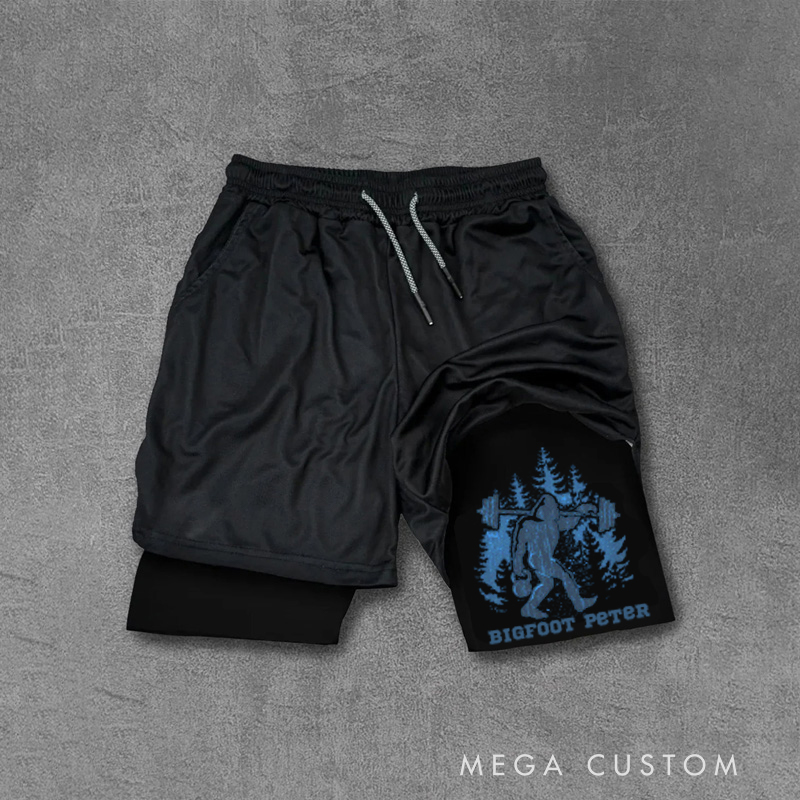 Personalized Performance Training Shorts with Bigfoot Lifting Weights Forest Built in Compression Layer for Fitness Enthusiasts Bodybuilders and Gym Lovers