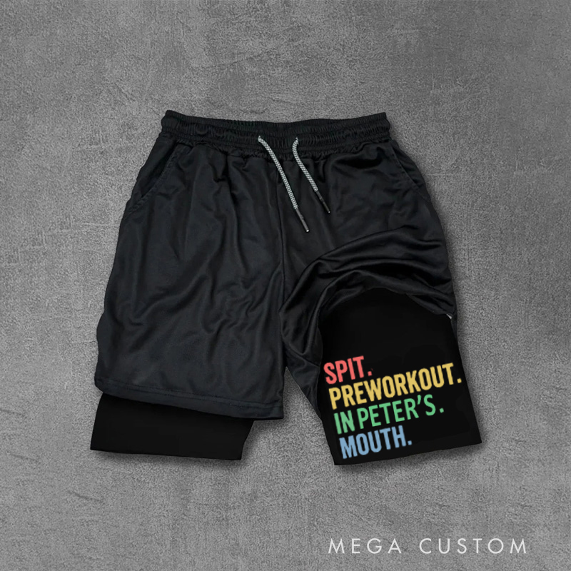 Personalized Performance Training Shorts with Spit Preworkout Built in Compression Layer for Fitness Enthusiasts Bodybuilders and Gym Lovers