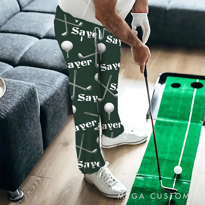 Personalized Golf Themed Pajama Pants with Custom Name Design  