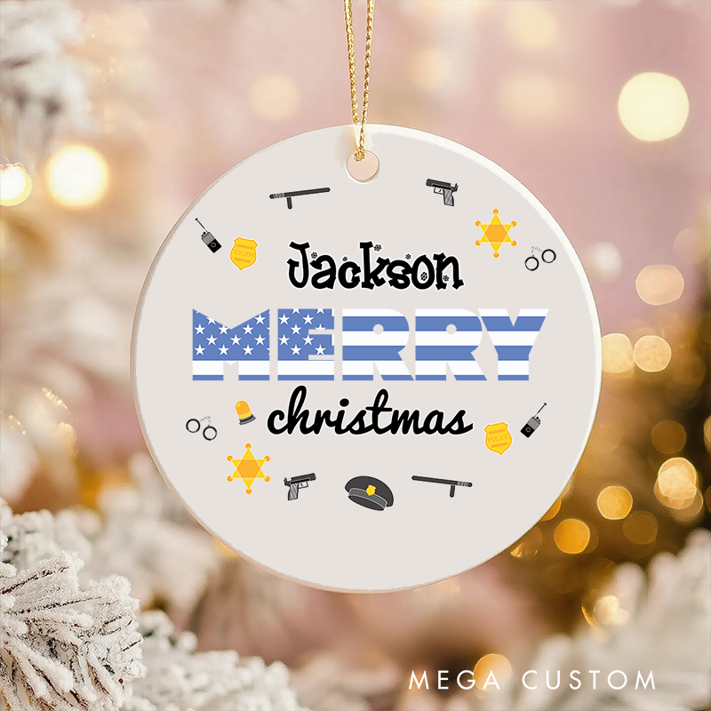 Personalized Police Christmas Ornament for Law Enforcement Appreciation and Festive Holiday Decor