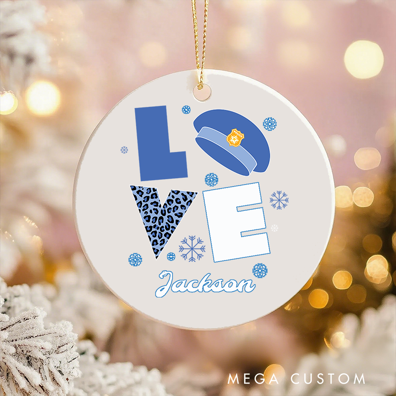 Personalized Police Officer Christmas Ornament LOVE Themed Holiday Decor