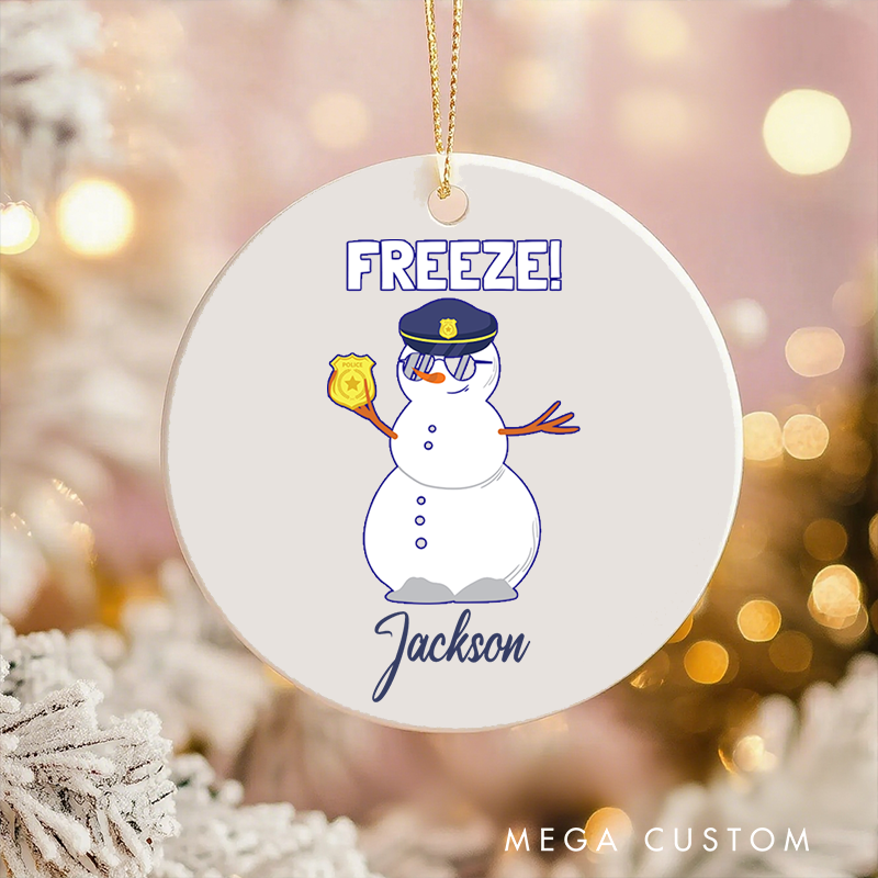 Personalized Police Officer Christmas Ornament Freeze Snowman Holiday Decor