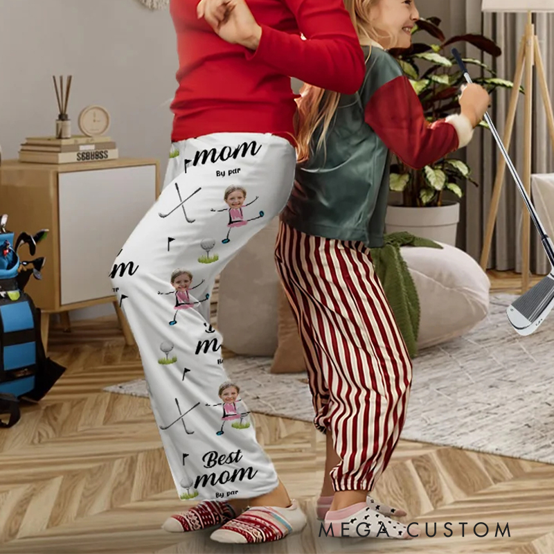 Personalized Best Mom and Dad Golf Pajama Pants with Custom Character Design  