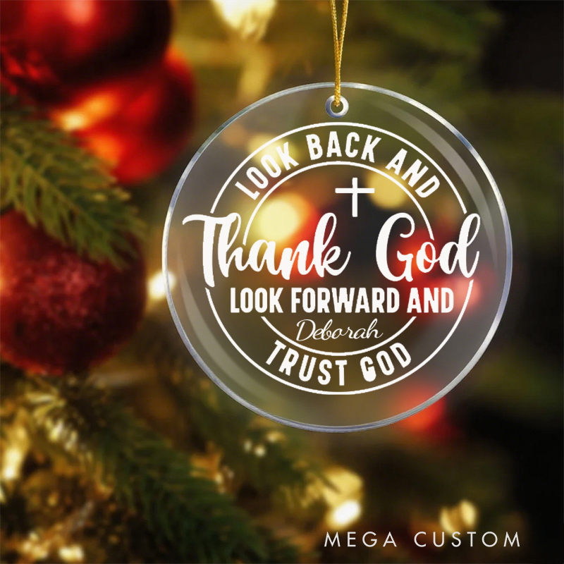 Personalized Look Back and Thank God Ceramic Ornament with Name Church Christening Religious Gift Christian Bible Verse Gifts 