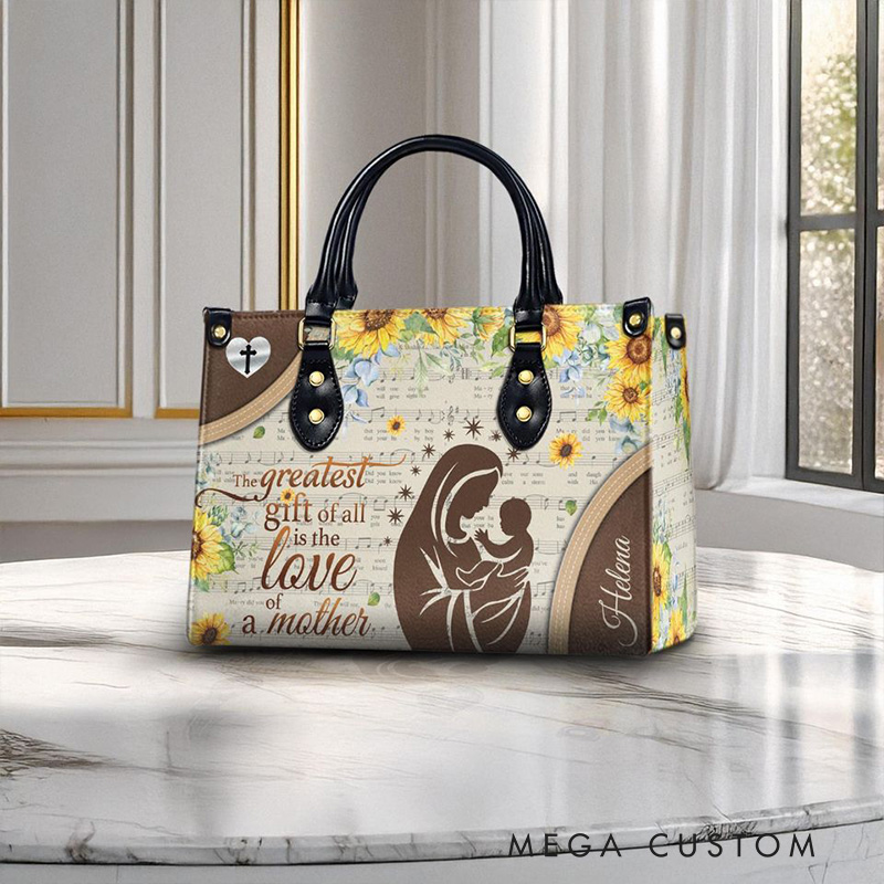 Personalized Mother's Love Leather Handbag with Name Religious Gift for Women Christian Gift for Mom Mother's Day Giftr Handbag with Name Religious Gift for Women Christian Gift for Her