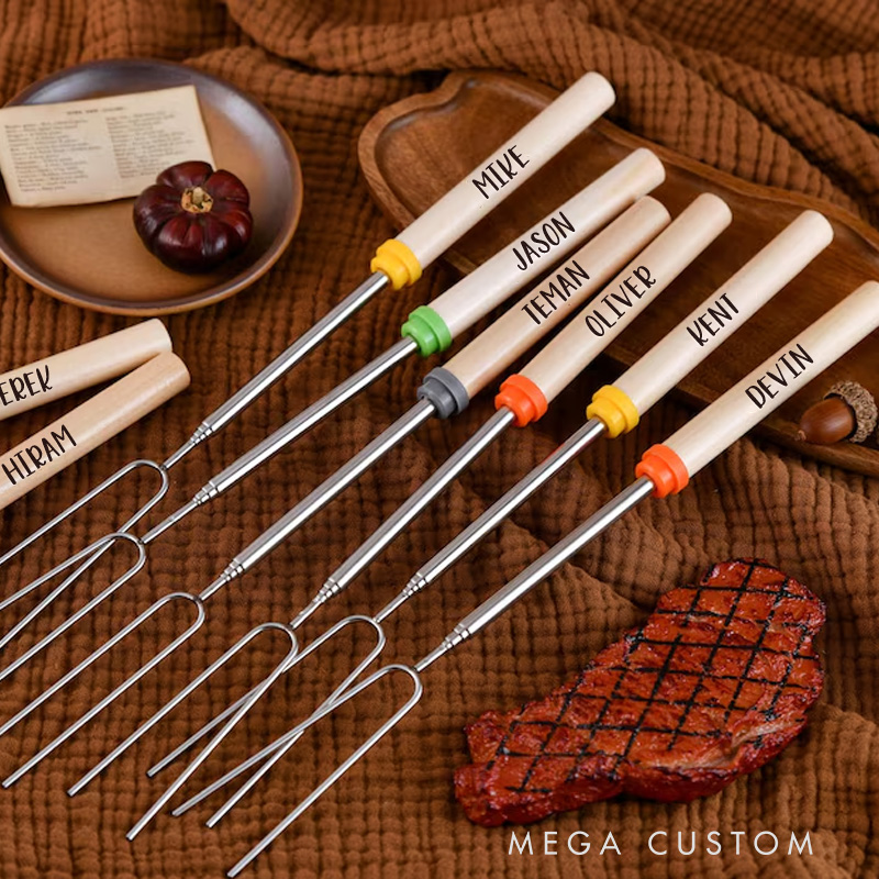 Personalized Campfire Telescopic Marshmallow Roasting Sticks Gift for Camping Outdoor