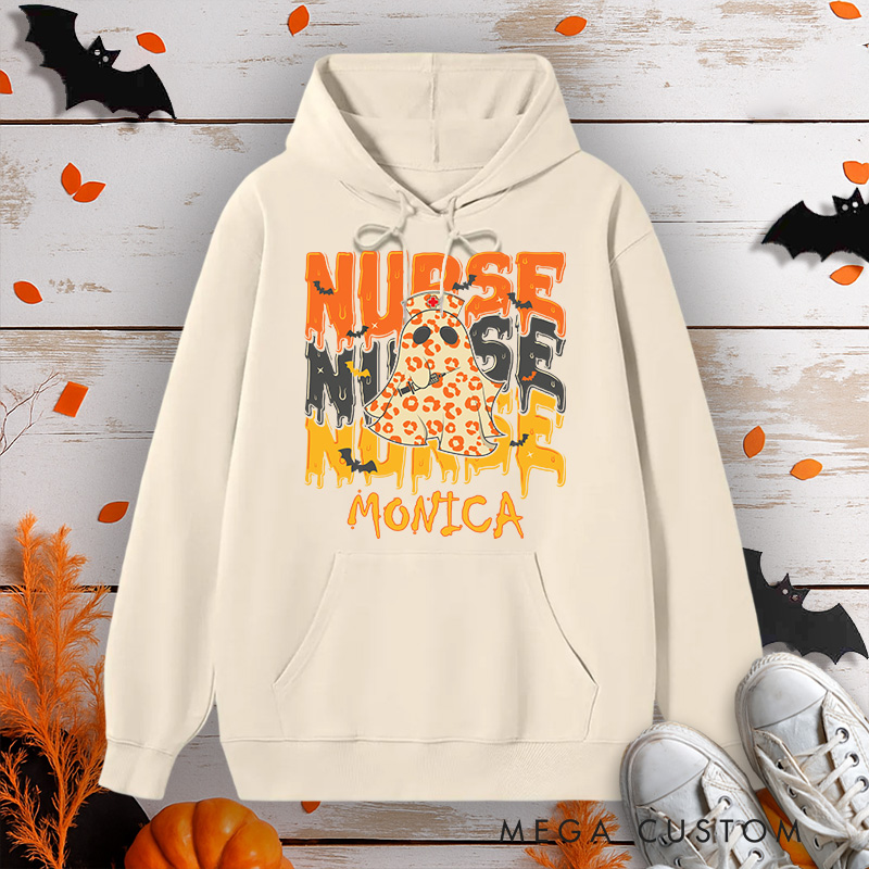 Personalized Hoodies for Nurse Customized Ghostly Design Hoodies Halloween Nurse Hoodie