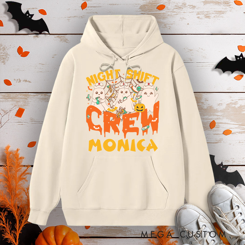 Personalized Hoodies for Nurse Customized Night Shift Crew Design Hoodies Halloween Nurse Hoodie