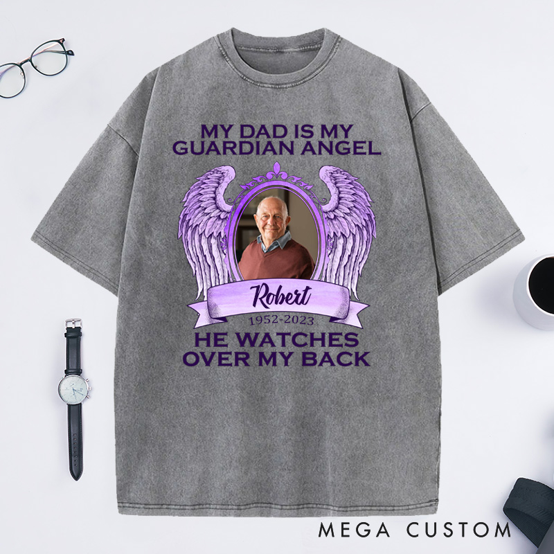 Personalized in loving Memory Washed T-Shirt Rest in Peace Shirt  Heaven Shirt Custom Photo Shirt My XX Is My Guardian Angel Shirt