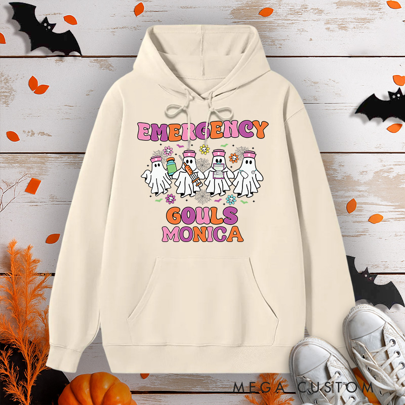 Personalized Hoodies for Nurse Customized Emergency Ghouls Nurse Design Hoodies Halloween Nurse Hoodie