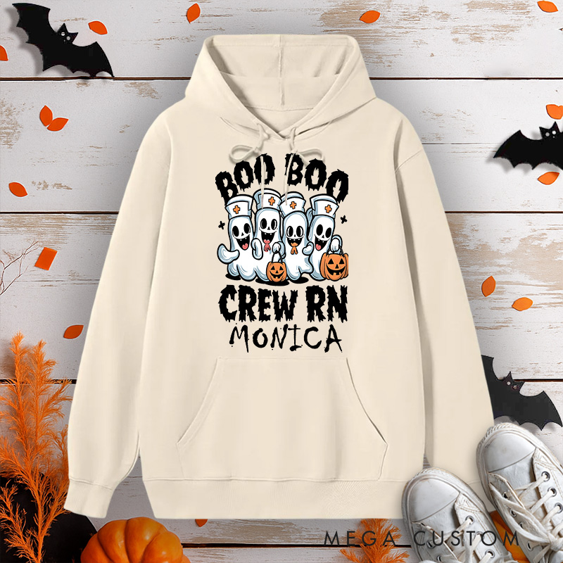 Personalized Hoodies for Nurse Customized Boo Boo Crew RN Design Hoodies Halloween Nurse Hoodie