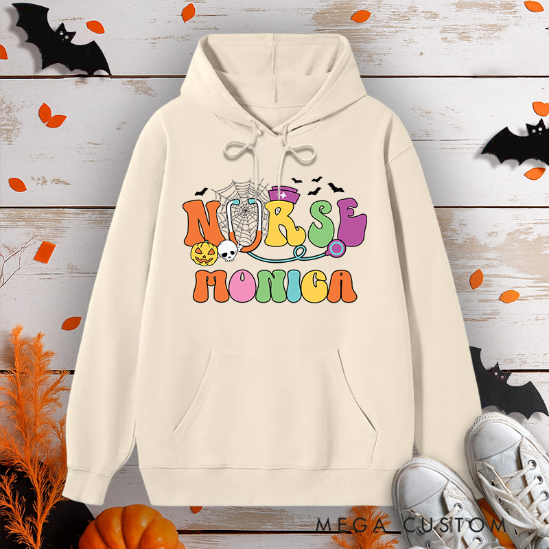 Personalized Hoodies for Nurse Customized Colorful Nurse Design Hoodies Halloween Nurse Hoodie