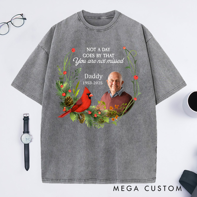 Personalized Memorial Washed T-Shirt in Loving Memory Shirt Rest in Peace Shirt Custom Memorial Photo T-Shirt Bereavement Gift 