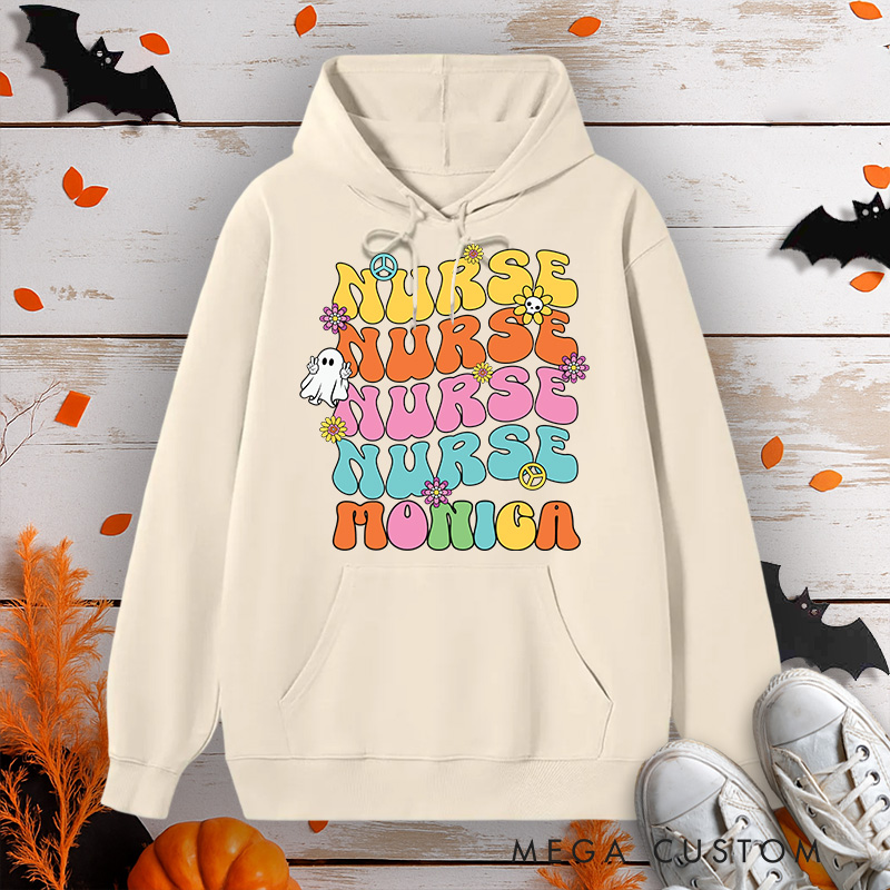 Personalized Hoodies for Nurse Customized Groovy Nurse Design Hoodies Halloween Nurse Hoodie