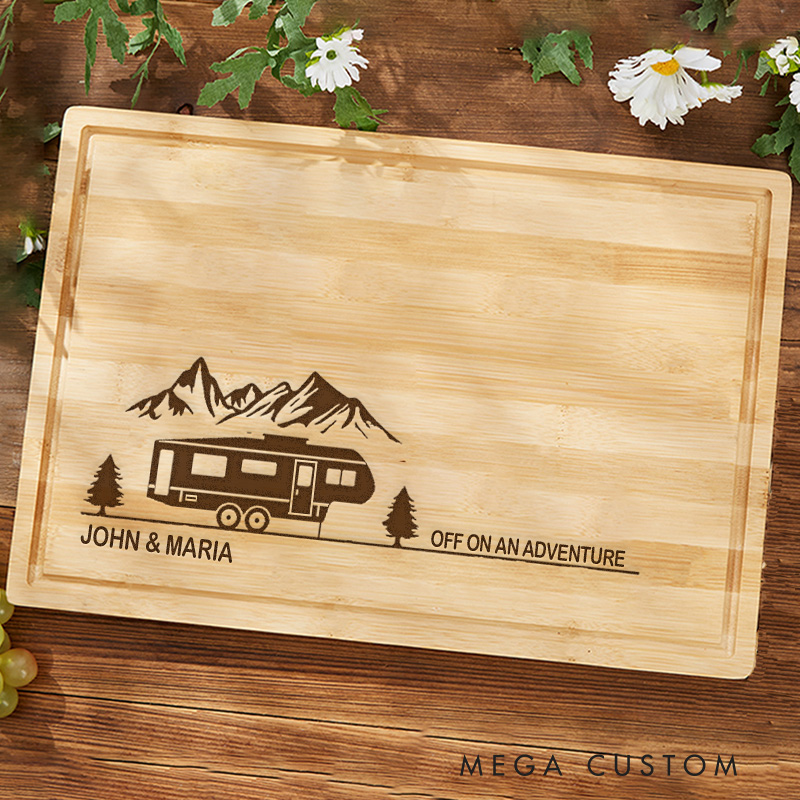 Personalized Camping Cutting Board Rv Decor Gift off on an Adventure Cutting Board Hiking Camping Life Lovers Gift