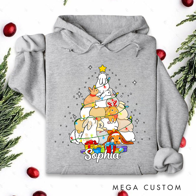 Personalized Christmas Tree with Cute Animals and Gifts Christmas Hoodies