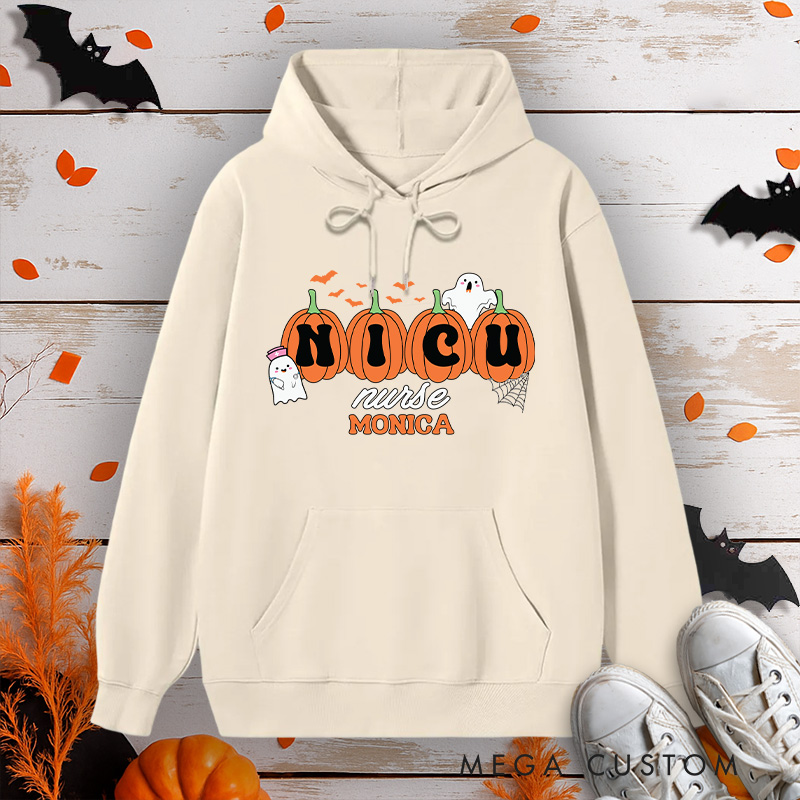 Personalized Hoodies for Nurse Customized NICU Nurse Design Hoodies Halloween Nurse Hoodie