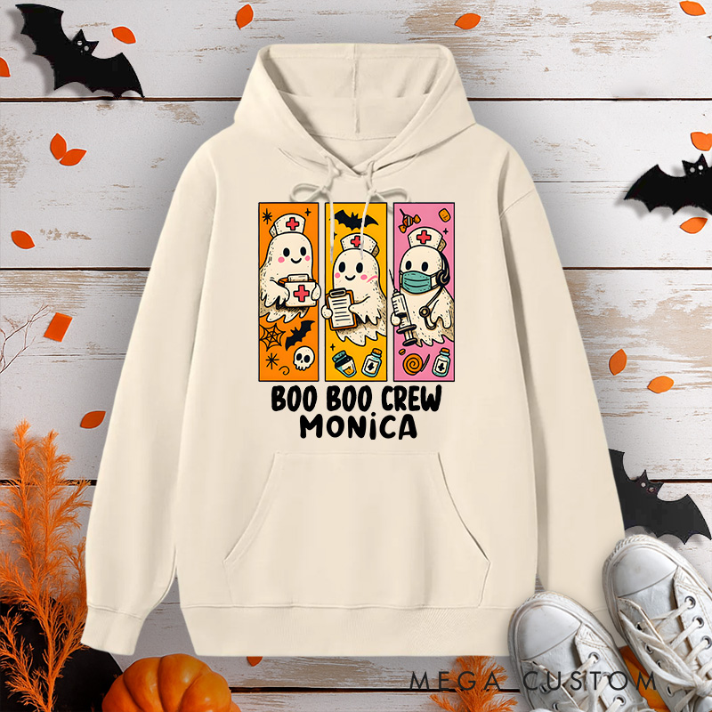 Personalized Hoodies for Nurse Customized Boo Boo Crew Cute Ghost Design Hoodies Halloween Nurse Hoodie