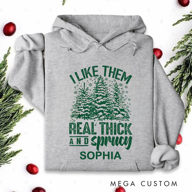 Personalized Thick and Spruce Christmas Trees with Fun Text Christmas Hoodies