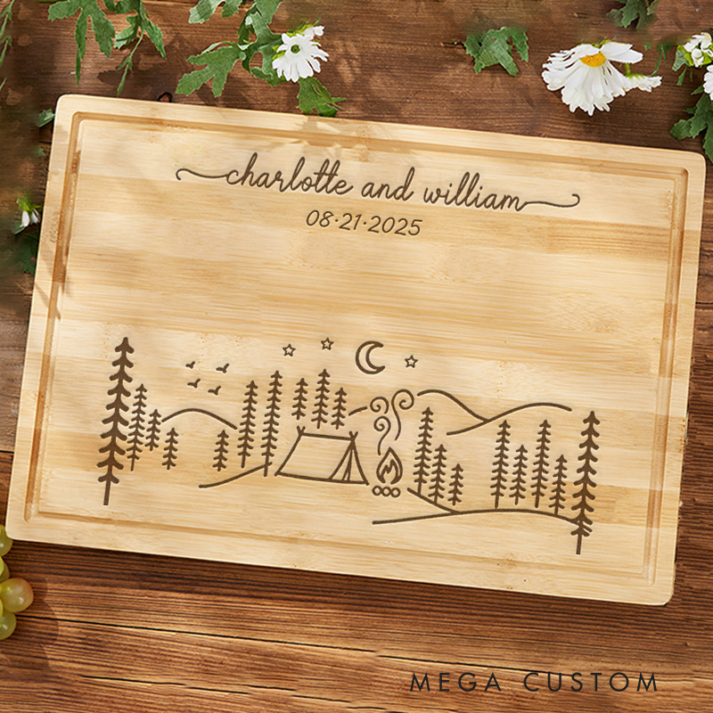 Personalized Camping Cutting Board Engraved Cutting Board Outdoor Adventure Hiking Board Gift for Couple