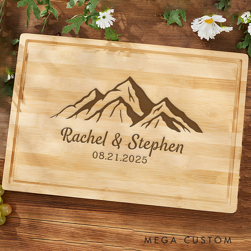 Personalized Outdoor Adventures Cutting Board Engraved Cheese Board Camping Hiking Lover Cutting Board Gift for Couple