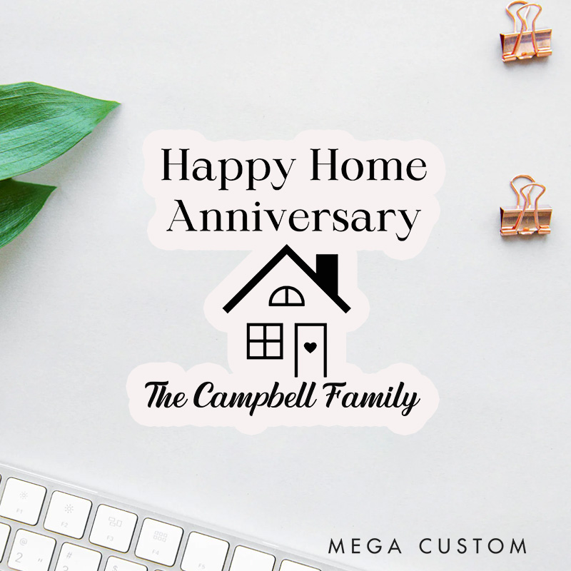 Personalized Happy Home Anniversary Stickers Custom Housewarming Labels Decorative New Home Celebration Stickers for Homeowners Gifts