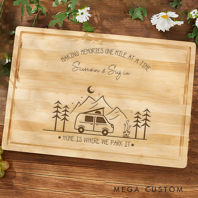 Personalized Outdoor Adventures Cutting Board Rv Travel Cutting Board Camping Hiking Lover Cutting Board Gift for Couple