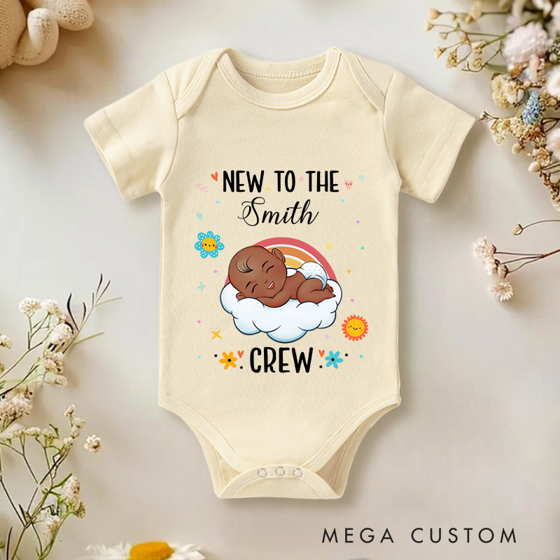 Personalized New to The Crew Baby Onesie