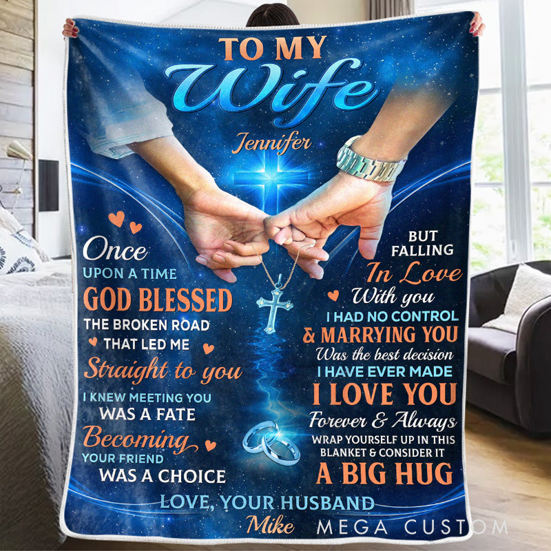 Personalized God Blessed the Broken Road Couple Soft Throw Blanket with Name Home Decor Christian Gift for Wife from Husband
