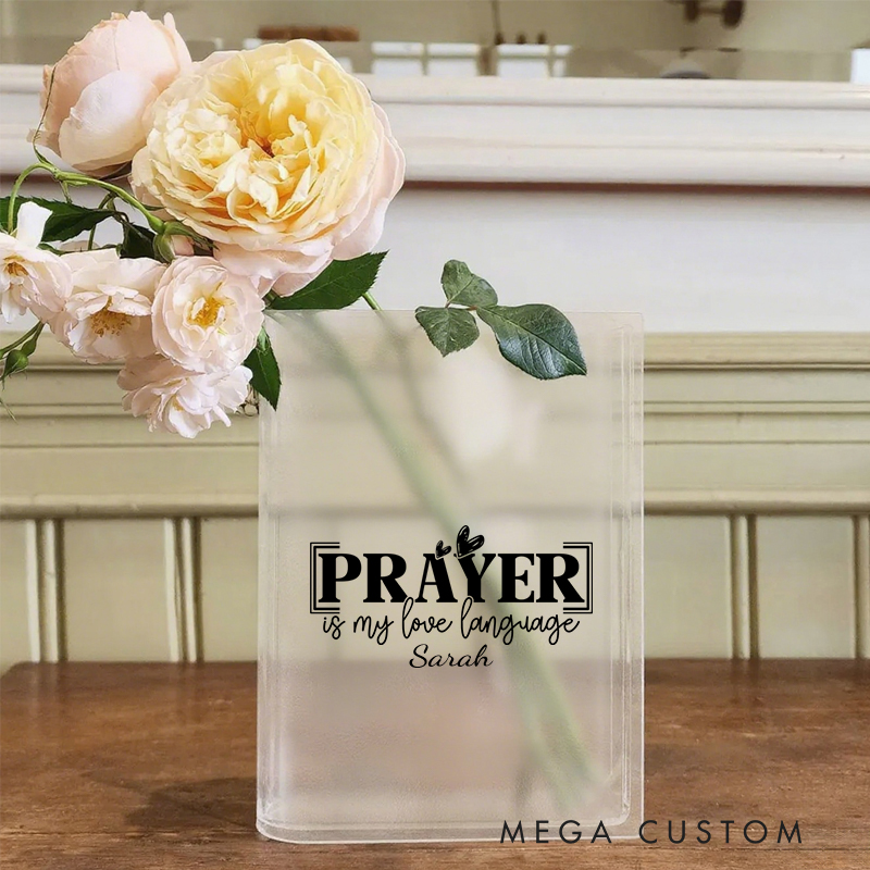 Personalized Prayer is My Love Language Bookend Vase with Name Aesthetic Room Decor Baptism Birthday Gift for Christians